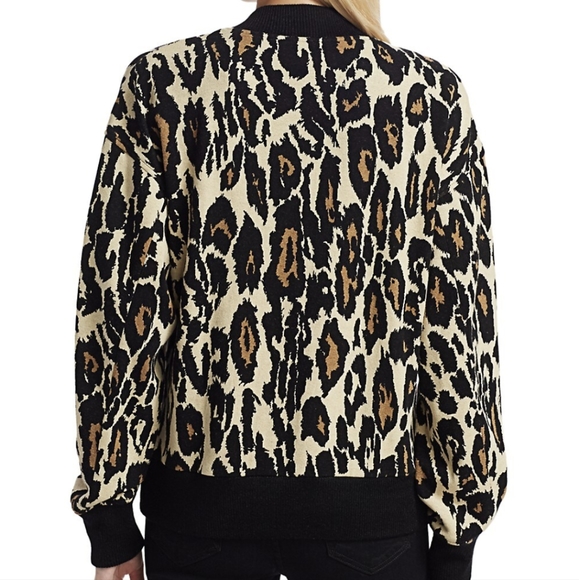 Diane von Furstenberg Full Zip Lon Leopard 100% Cotton Bomber Jacket Size XS EUC - Picture 5 of 11